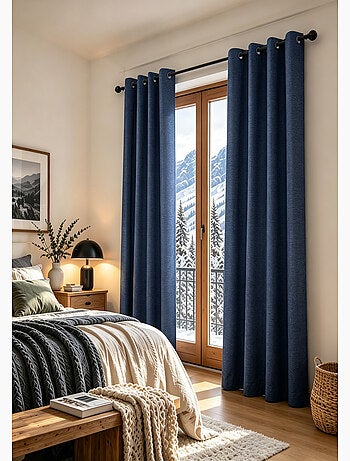 Lot de 2 rideaux occultants thermiques doublés polaire arctica