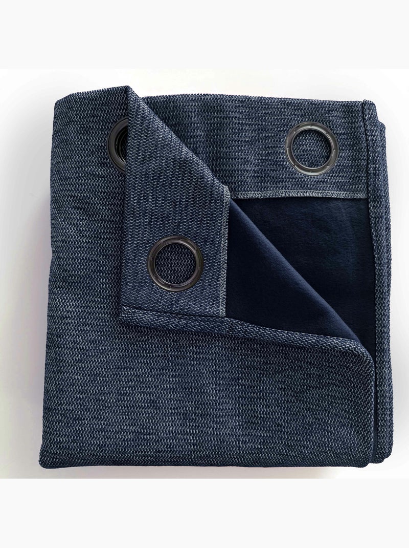 Lot de 2 rideaux occultants thermiques doublés polaire arctica Bleu nuit - Kiabi