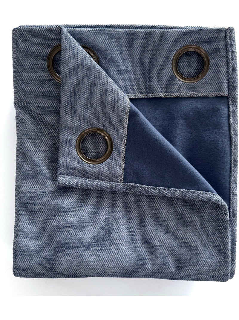 Lot de 2 rideaux occultants thermiques doublés polaire arctica Bleu - Kiabi