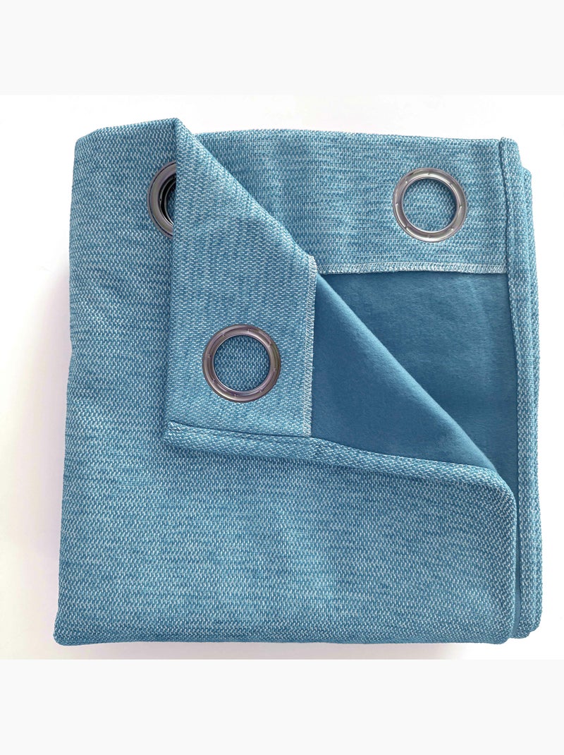 Lot de 2 rideaux occultants thermiques doublés polaire arctica Bleu paon - Kiabi