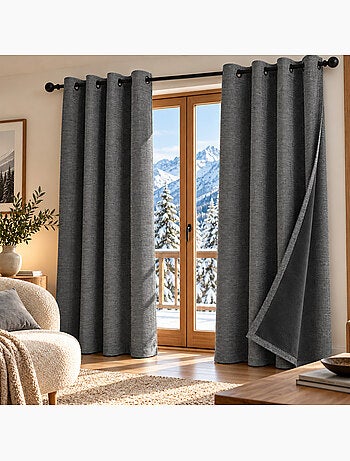 Lot de 2 rideaux occultants thermiques doublés polaire arctica