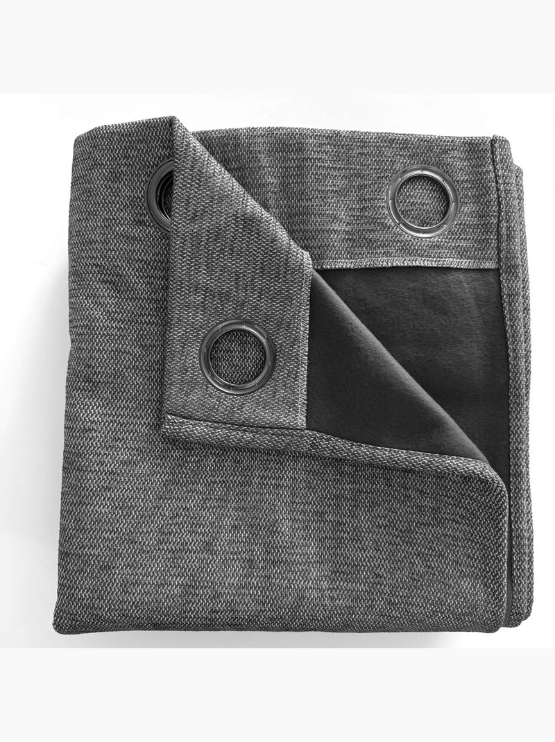 Lot de 2 rideaux occultants thermiques doublés polaire arctica Gris Granit - Kiabi