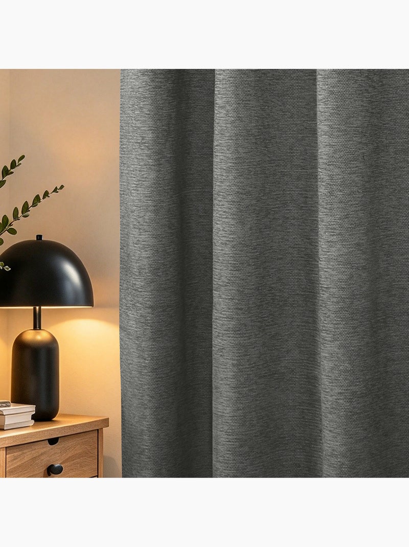 Lot de 2 rideaux occultants thermiques doublés polaire arctica Gris Granit - Kiabi