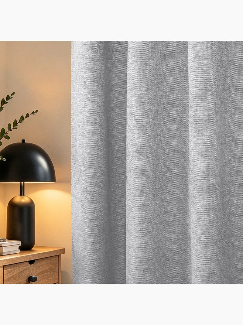 Lot de 2 rideaux occultants thermiques doublés polaire arctica Gris nuage - Kiabi