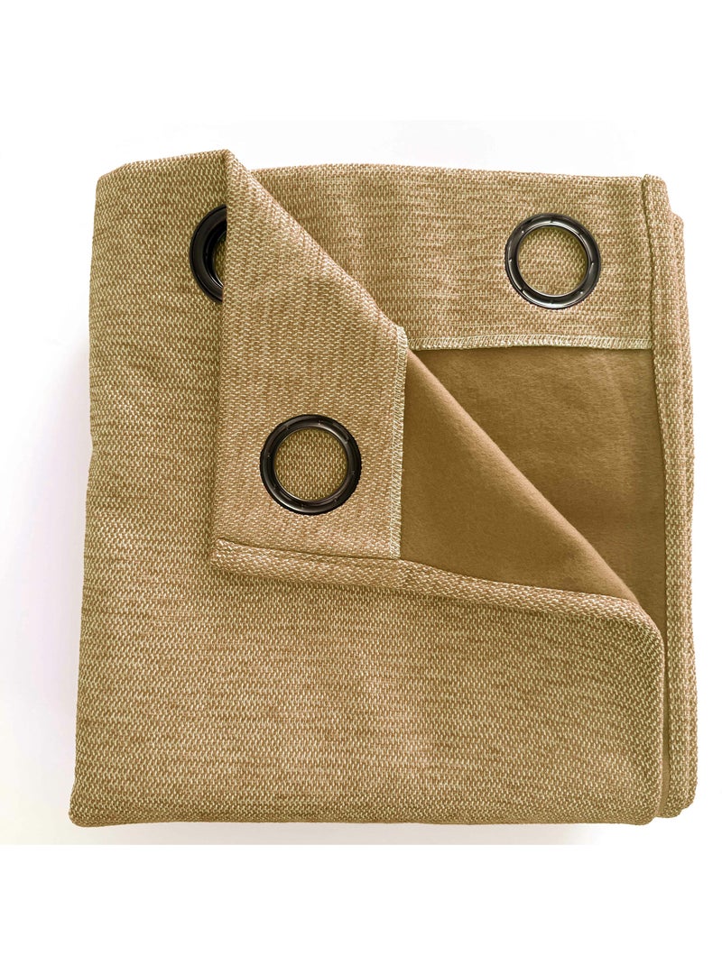 Lot de 2 rideaux occultants thermiques doublés polaire arctica Miel - Kiabi