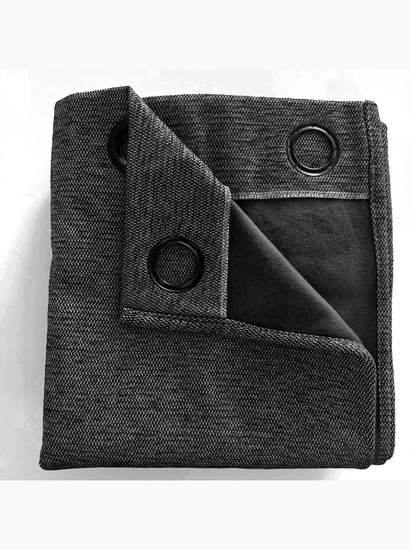 Lot de 2 rideaux occultants thermiques doublés polaire arctica Noir - Kiabi