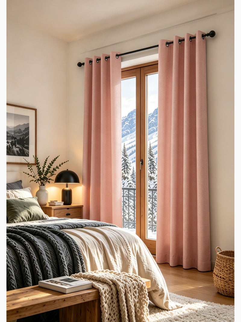 Lot de 2 rideaux occultants thermiques doublés polaire arctica Rose - Kiabi