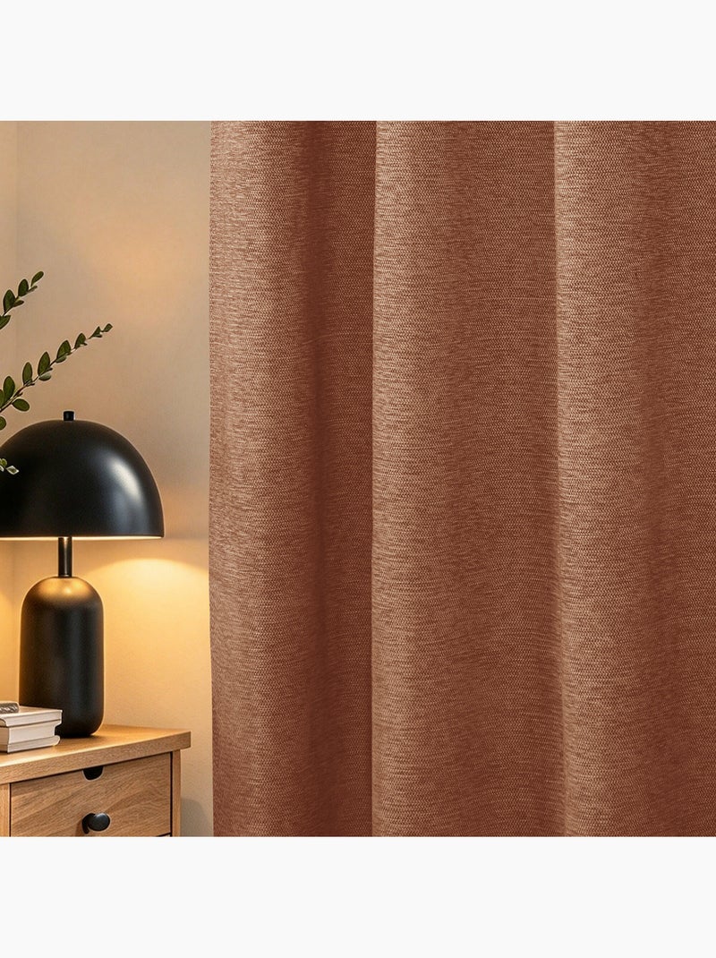 Lot de 2 rideaux occultants thermiques doublés polaire arctica Terracotta - Kiabi