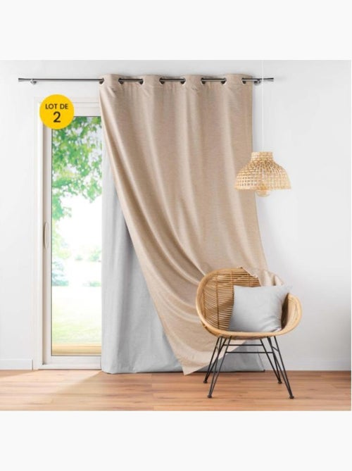 Lot de 2 Rideaux occultant/thermique/phonique doublure amovible Coverline - Kiabi