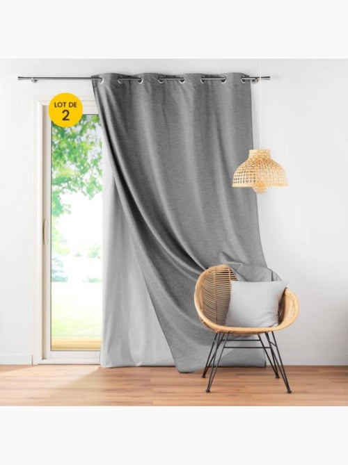 Lot de 2 Rideaux occultant/thermique/phonique doublure amovible Coverline - Kiabi