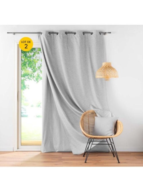 Lot de 2 Rideaux occultant/thermique/phonique doublure amovible Coverline - Kiabi