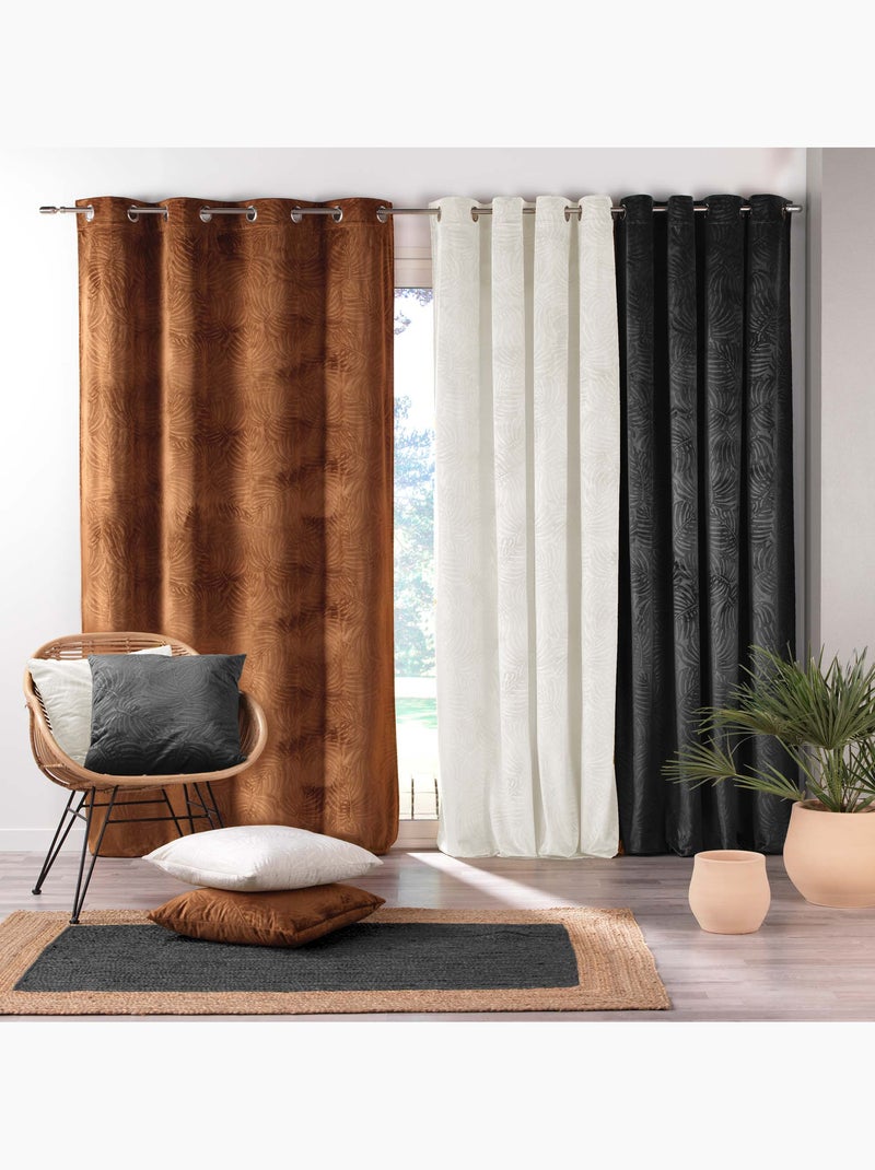 Lot de 2 Rideaux occutant en velours relief Beige naturel - Kiabi