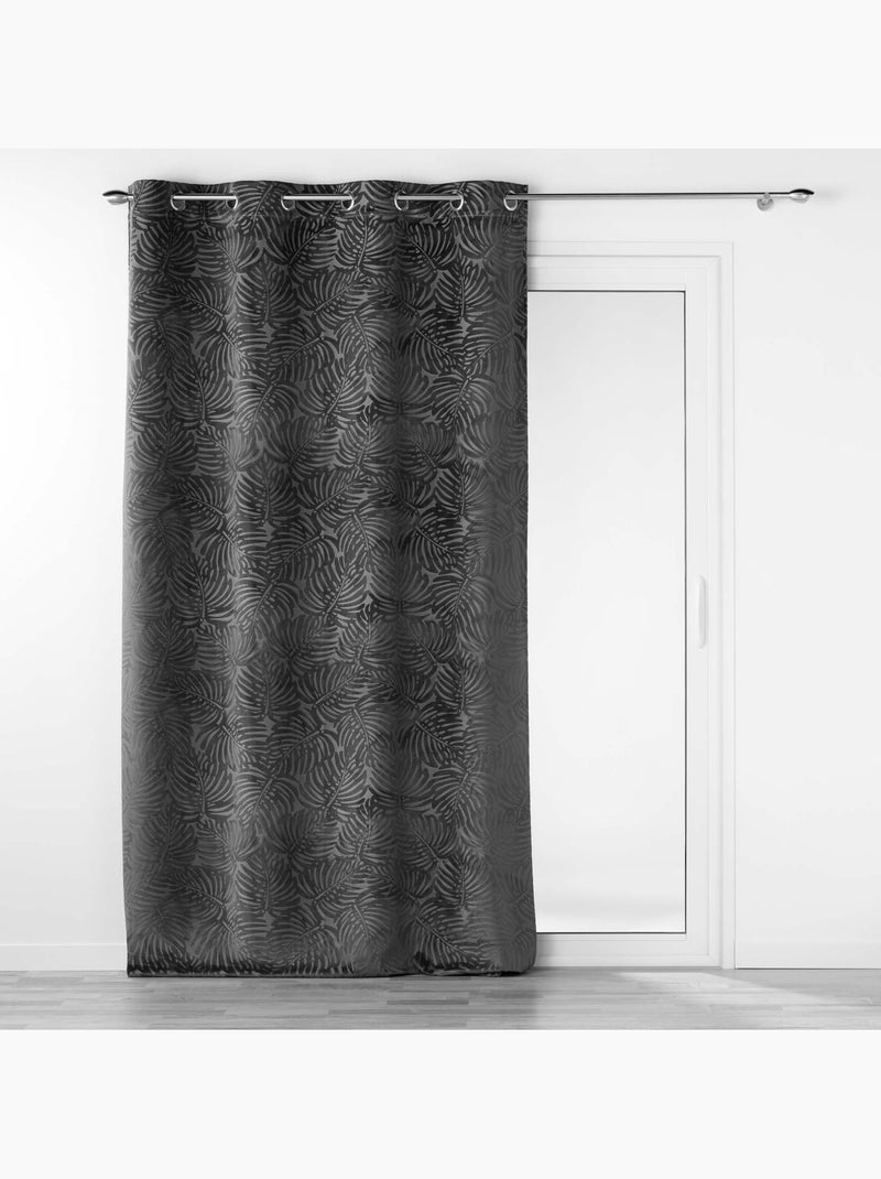 Lot de 2 Rideaux occutant en velours relief gris anthracite - Kiabi