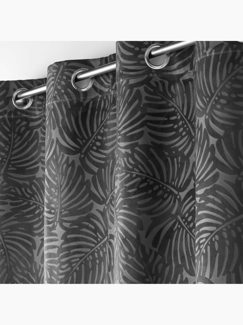 Lot de 2 Rideaux occutant en velours relief gris anthracite - Kiabi