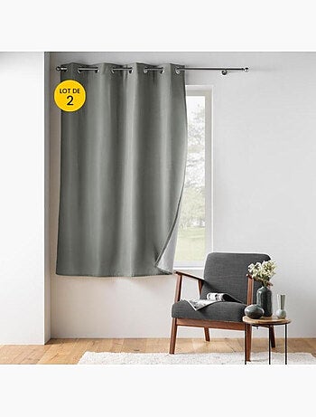 Lot de 2 rideaux petite hauteur isolant thermique microfibre micropolar