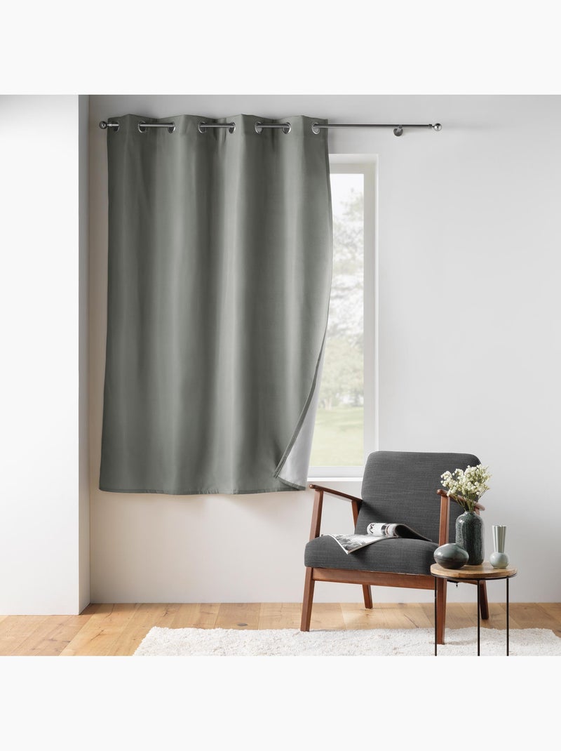 Lot de 2 rideaux petite hauteur isolant thermique microfibre micropolar Gris - Kiabi