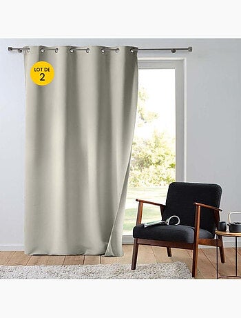 Lot de 2 Rideaux petite hauteur isolant thermique microfibre Micropolar
