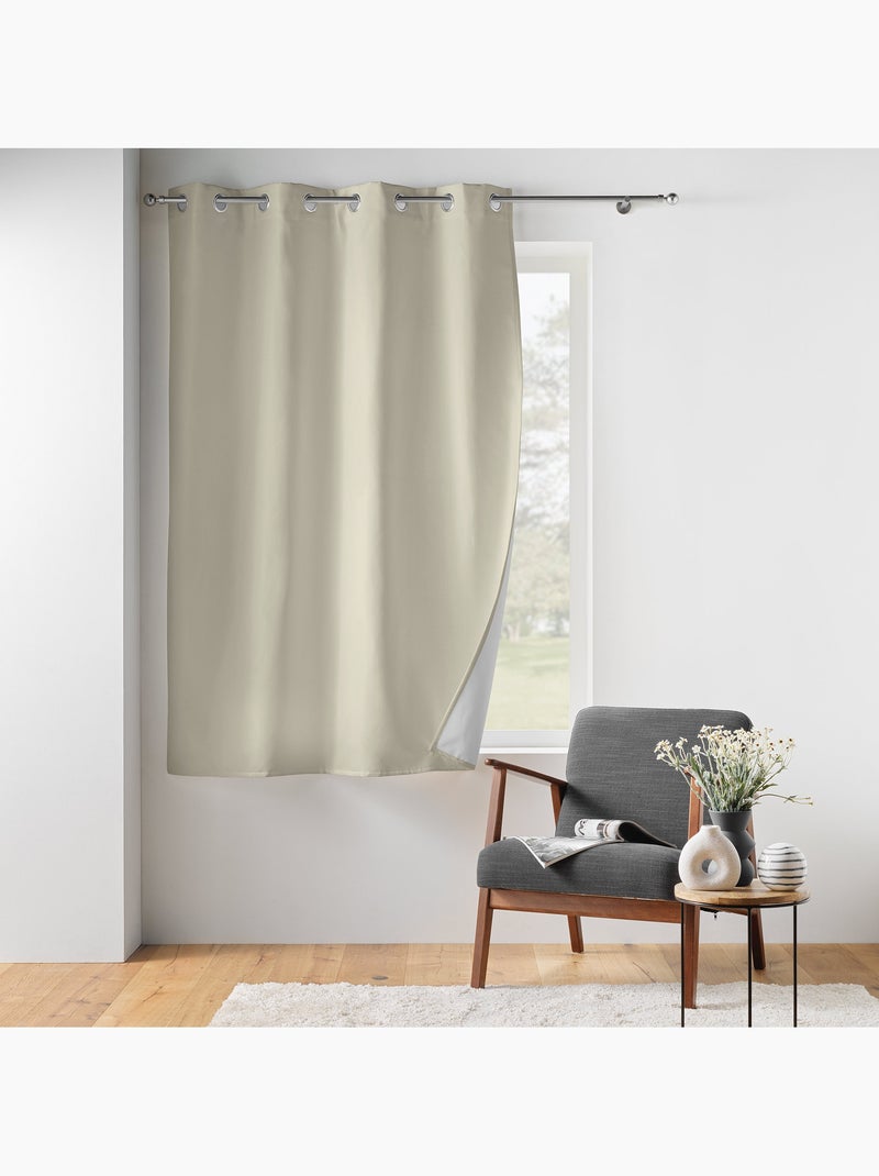 Lot de 2 rideaux petite hauteur isolant thermique microfibre micropolar Lin - Kiabi