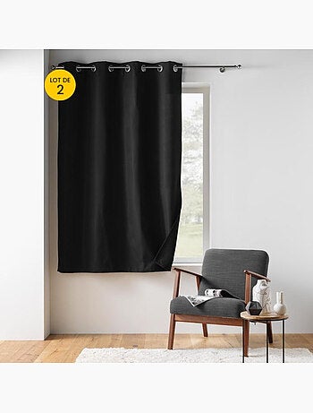 Lot de 2 Rideaux petite hauteur isolant thermique microfibre Micropolar