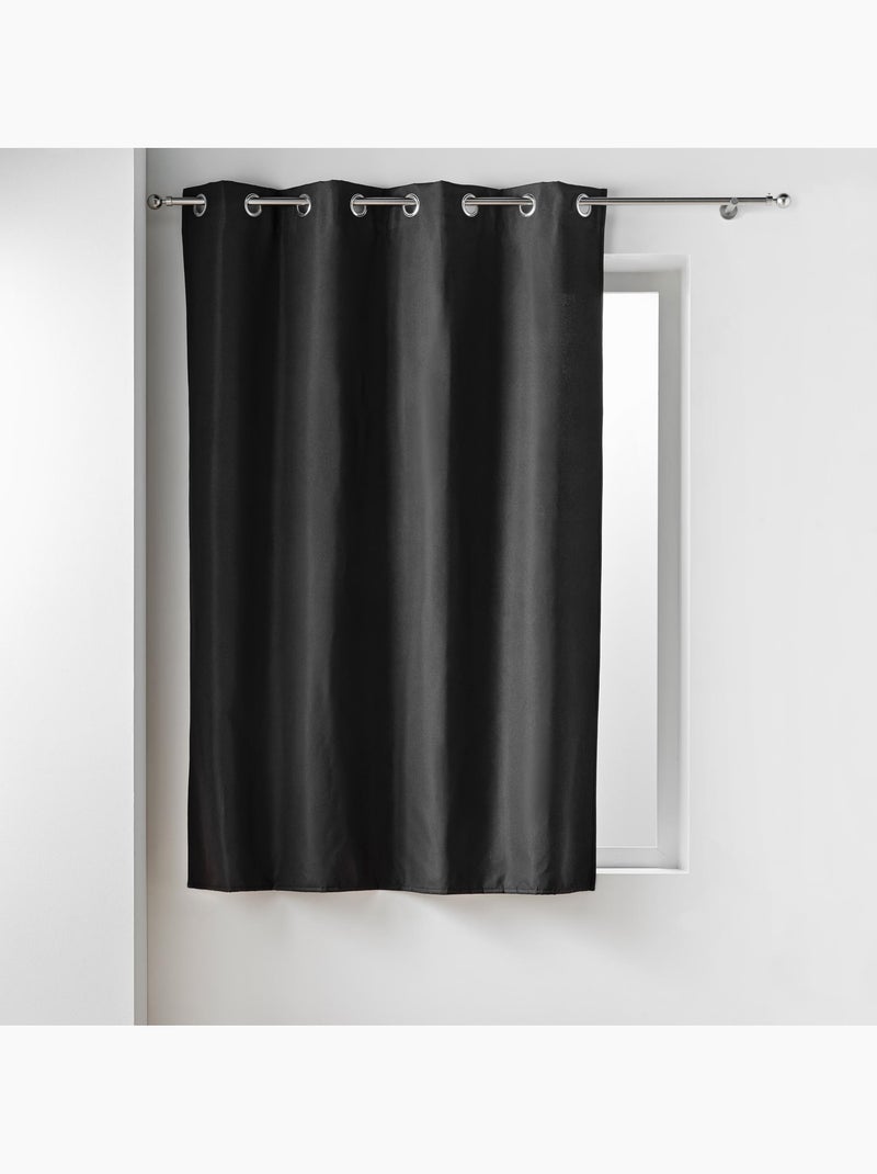 Lot de 2 Rideaux petite hauteur isolant thermique microfibre Micropolar Noir - Kiabi
