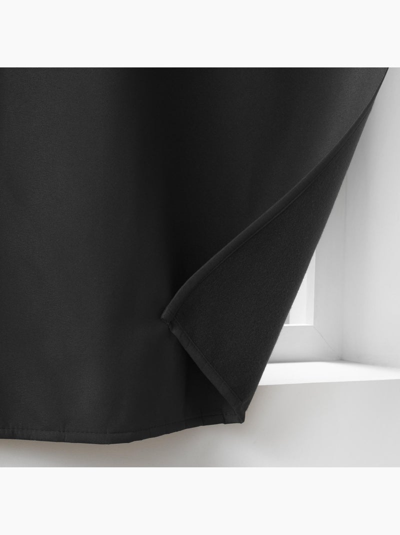 Lot de 2 Rideaux petite hauteur isolant thermique microfibre Micropolar Noir - Kiabi
