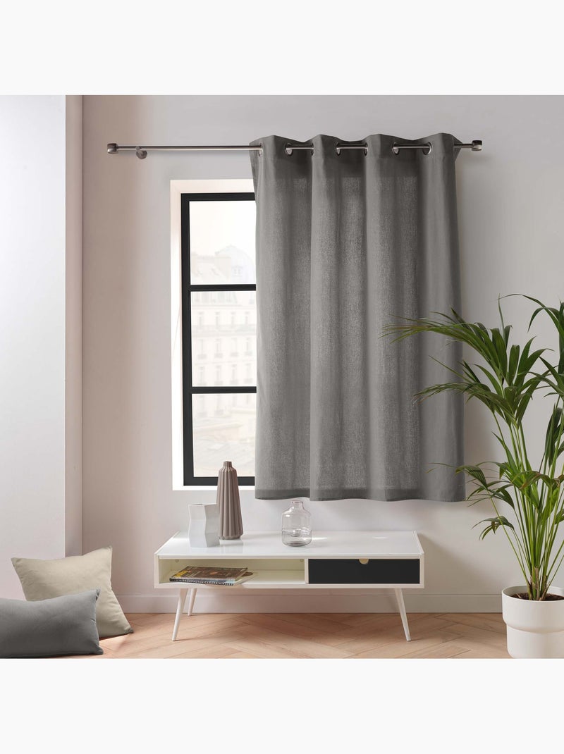 Lot de 2 Rideaux Petite Hauteur – Twily – Polycoton Gris - Kiabi