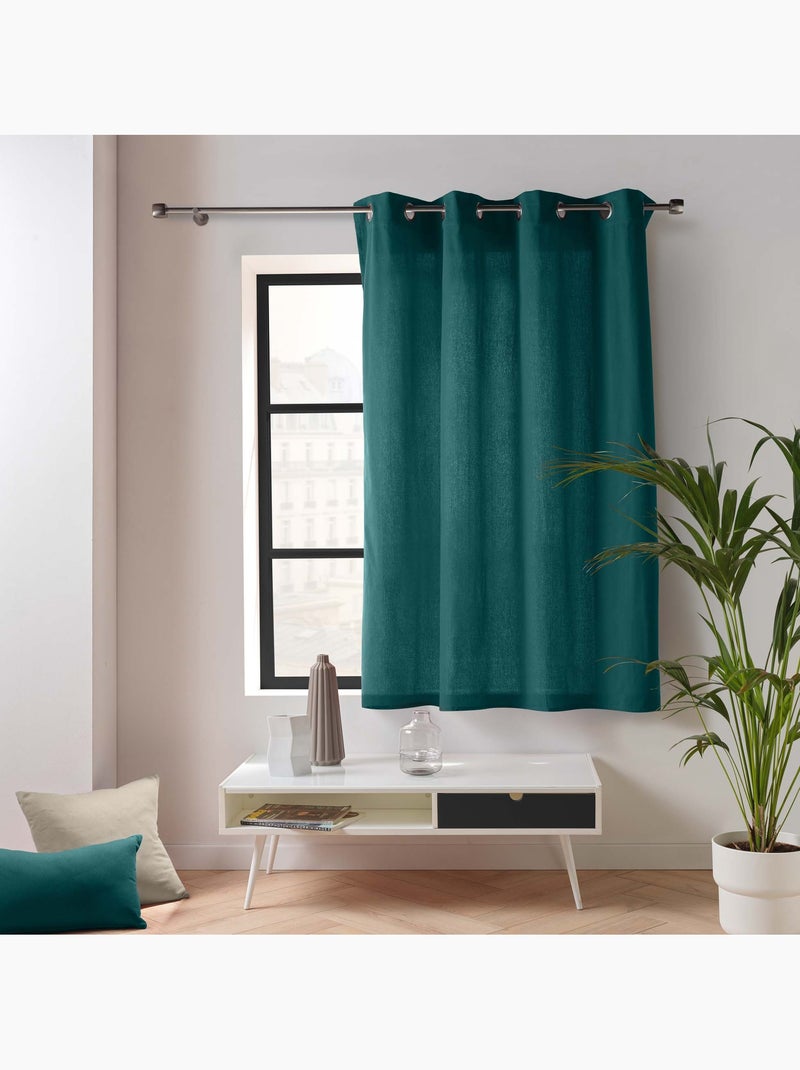 Lot de 2 Rideaux Petite Hauteur – Twily – Polycoton Vert émeraude - Kiabi