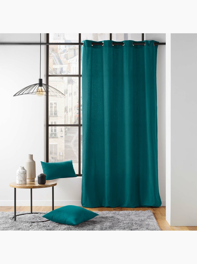 Lot de 2 Rideaux Petite Hauteur – Twily – Polycoton Vert émeraude - Kiabi