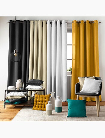 Lot de 2 rideaux à œillets petite hauteur – Polyester uni Epure