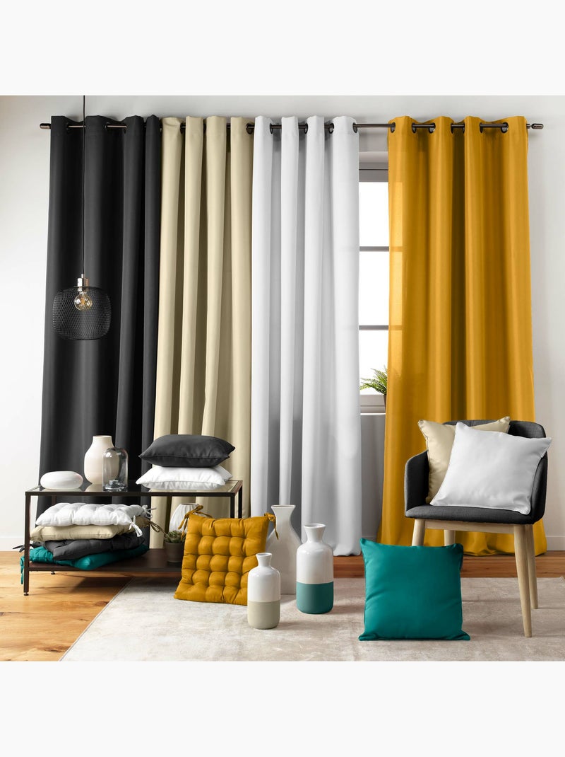 Lot de 2 Rideaux tamisant à Œillets 140 x 260 cm – Polyester Uni Camel - Epure Camel - Kiabi