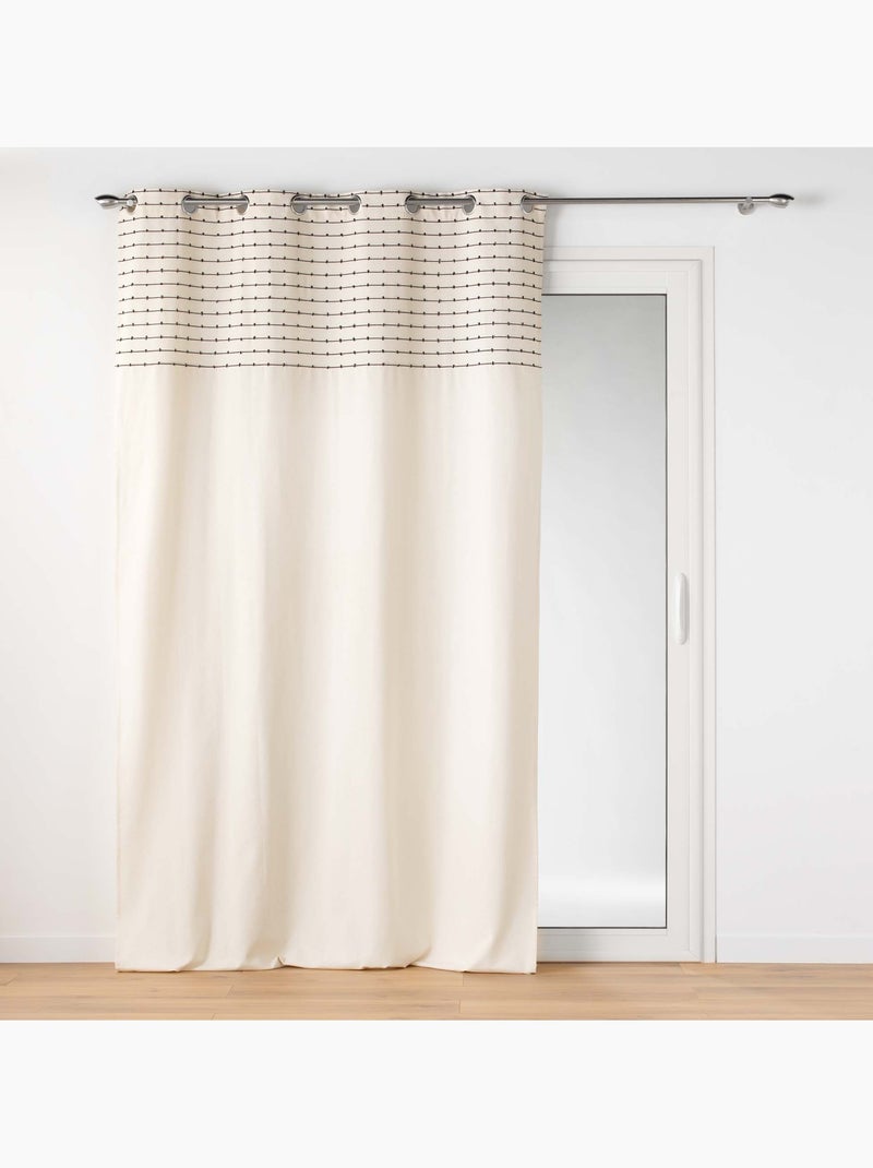 Lot de 2 Rideaux tamisant coton recyclé + fils coupés Linechic Beige naturel - Kiabi