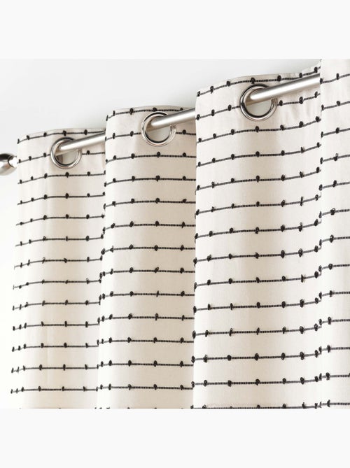 Lot de 2 Rideaux tamisant coton recyclé + fils coupés Linechic - Kiabi