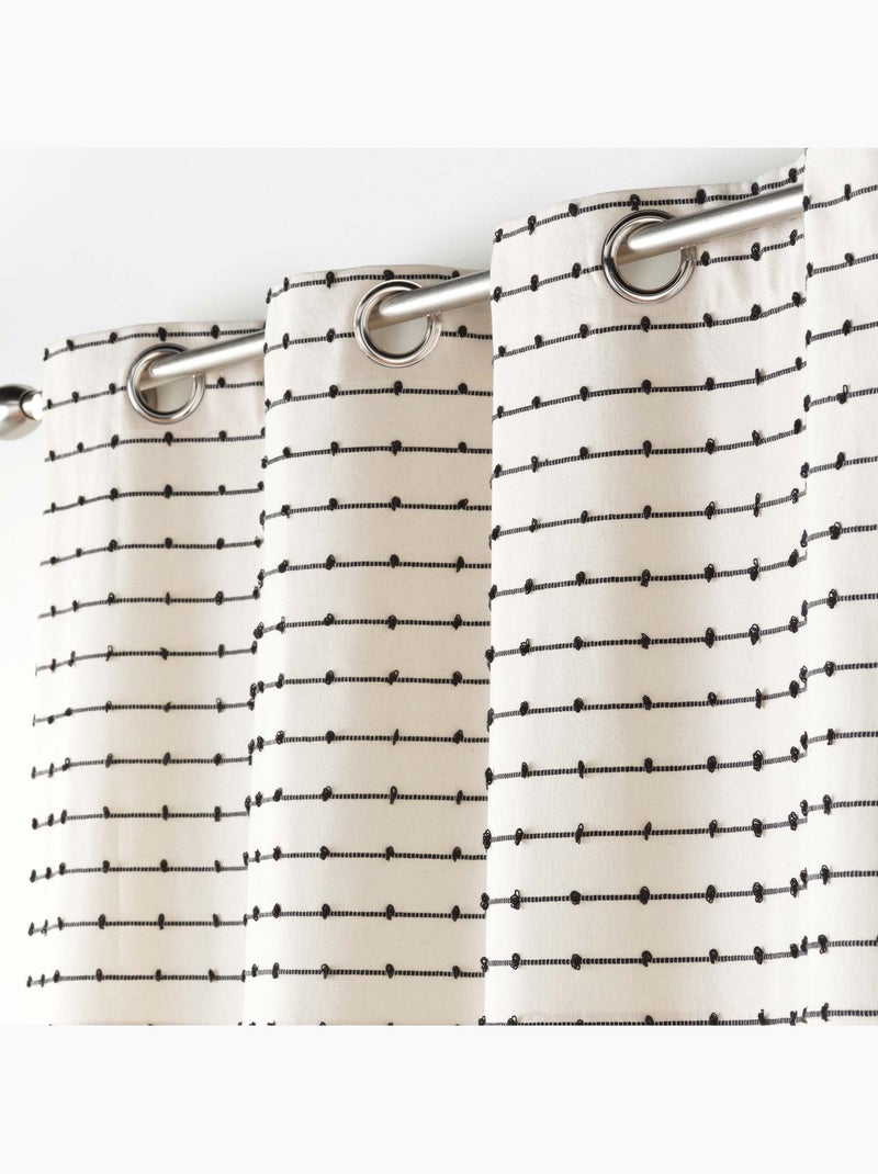 Lot de 2 Rideaux tamisant coton recyclé + fils coupés Linechic Beige naturel - Kiabi