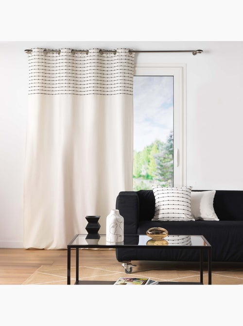 Lot de 2 Rideaux tamisant coton recyclé + fils coupés Linechic - Kiabi