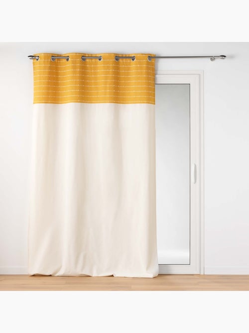 Lot de 2 Rideaux tamisant coton recyclé + fils coupés Linechic - Kiabi