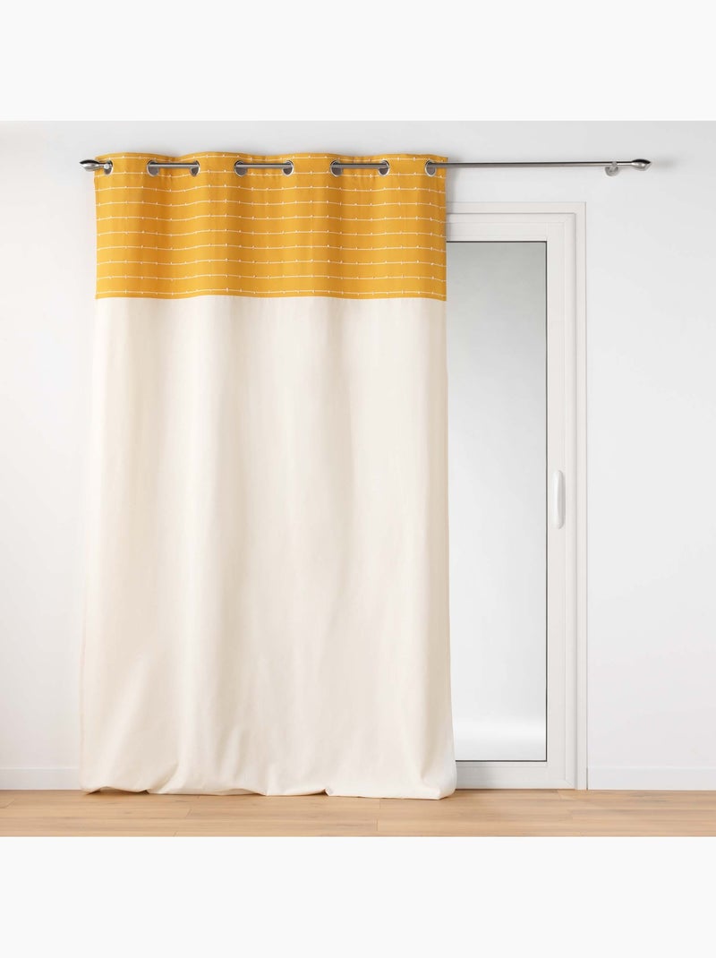 Lot de 2 Rideaux tamisant coton recyclé + fils coupés Linechic Jaune - Kiabi