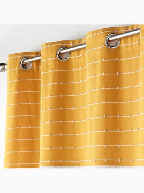 Lot de 2 Rideaux tamisant coton recyclé + fils coupés Linechic - Kiabi