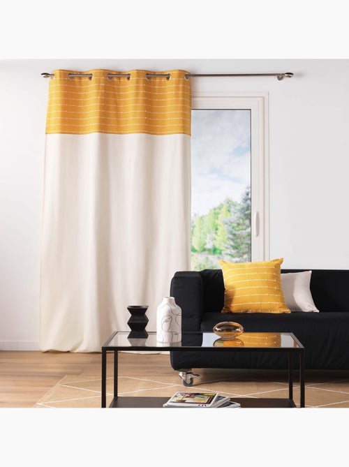 Lot de 2 Rideaux tamisant coton recyclé + fils coupés Linechic - Kiabi