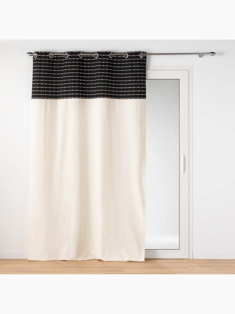 Lot de 2 Rideaux tamisant coton recyclé + fils coupés Linechic Noir - Kiabi