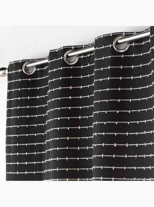 Lot de 2 Rideaux tamisant coton recyclé + fils coupés Linechic - Kiabi
