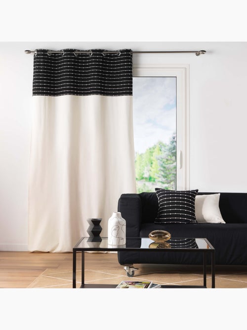 Lot de 2 Rideaux tamisant coton recyclé + fils coupés Linechic - Kiabi