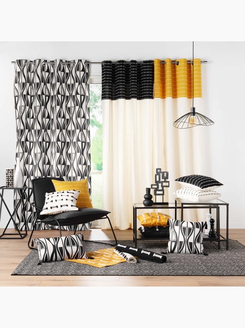 Lot de 2 Rideaux tamisant coton recyclé + fils coupés Linechic - Kiabi