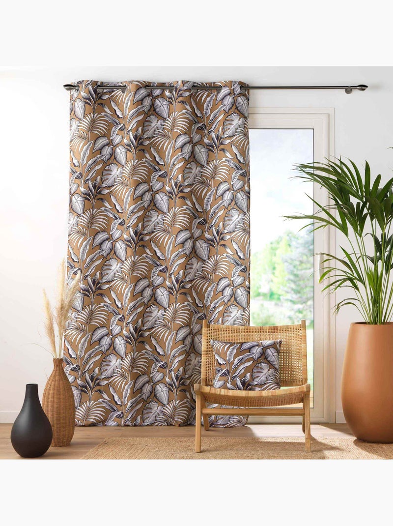 Lot de 2 Rideaux tamisant polyester imprimé Camel - Kiabi