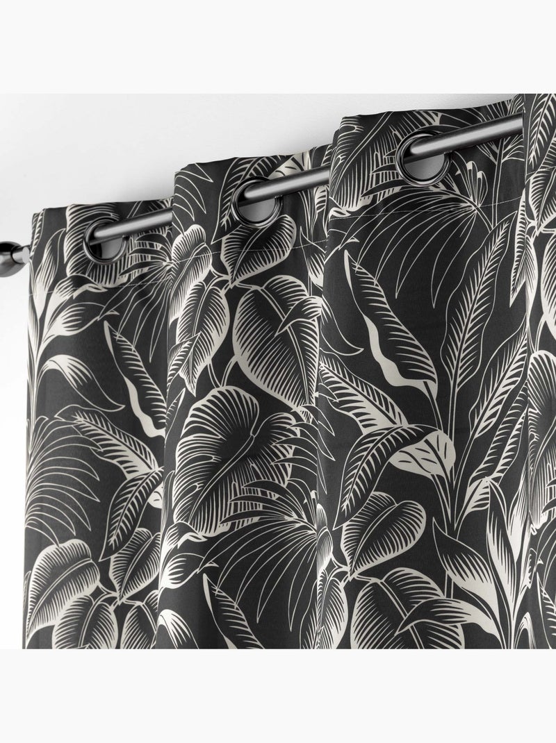 Lot de 2 Rideaux tamisant polyester imprimé Noir - Kiabi