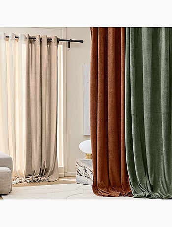 Lot de 2 rideaux tamisants à œillets – Bouclette unie WINONY