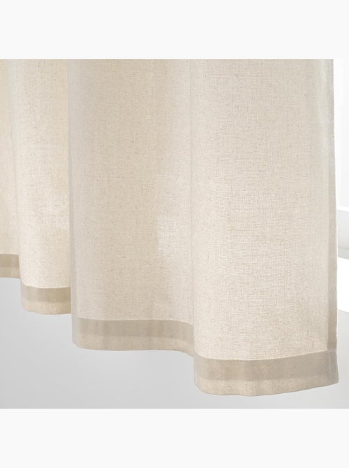 Lot de 2 Rideaux Tamisants à Œillets – Coton Uni + Top Rayé à Franges – Atlas - Kiabi