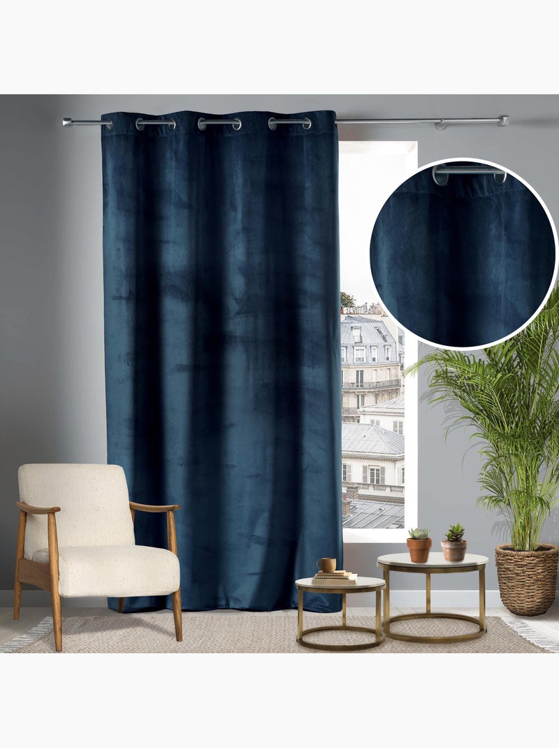 Lot de 2 Rideaux Tamisants à Œillets – Velours Doux – Velvetine Bleu marine - Kiabi