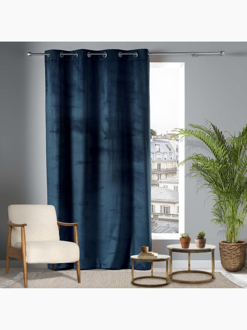 Lot de 2 Rideaux Tamisants à Œillets – Velours Doux – Velvetine Bleu marine - Kiabi