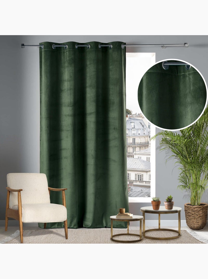 Lot de 2 Rideaux Tamisants à Œillets – Velours Doux – Velvetine Kaki - Kiabi