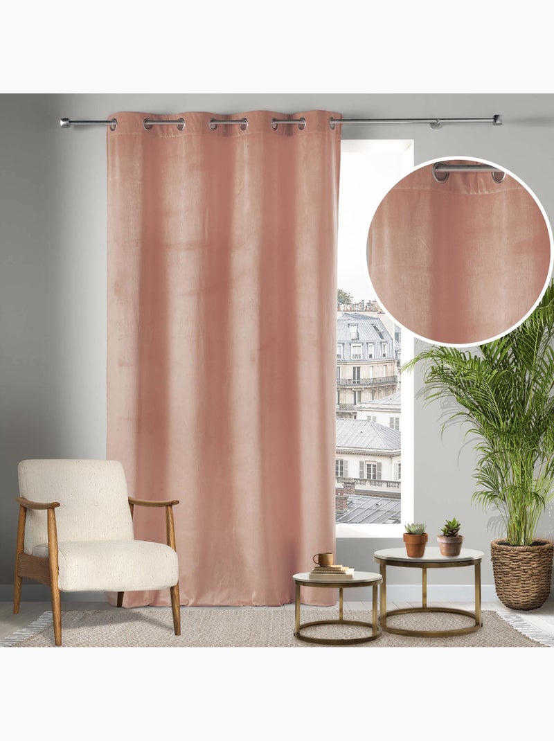 Lot de 2 Rideaux Tamisants à Œillets – Velours Doux – Velvetine Rose dragée - Kiabi
